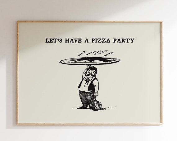 Vintage Pizza Print, Funny Dining Room Poster