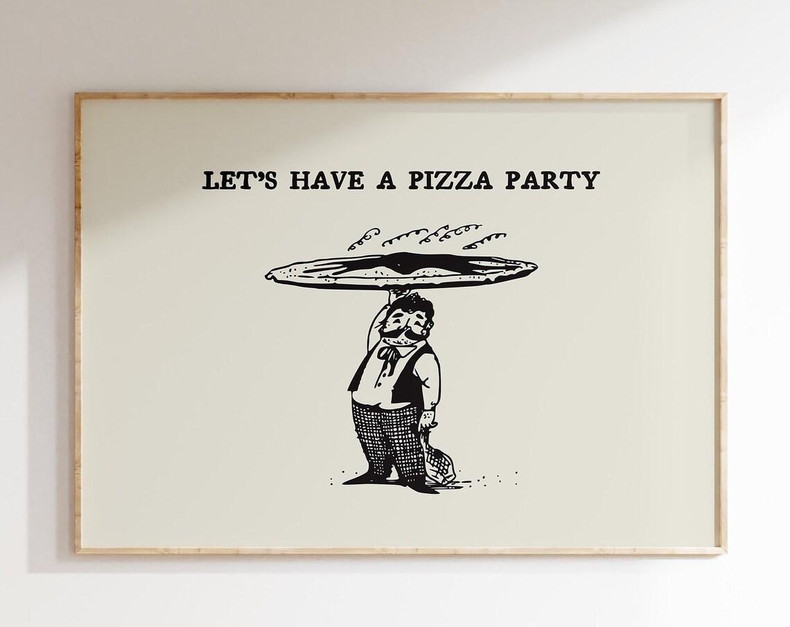 Vintage Pizza Print, Funny Dining Room Poster