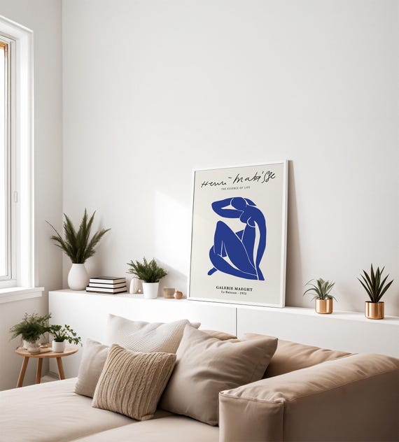 Henri Matisse Poster Seti 10 Para Minimalist Soyut Sanat Modern Mavi Duvar Dekoru Line Art Figr Illstrasyonlar