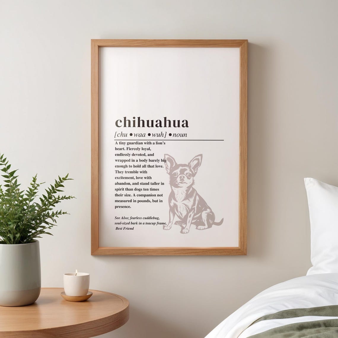 Chihuahua Dictionary Definition Funny Tiny Dog Breed Art Poster