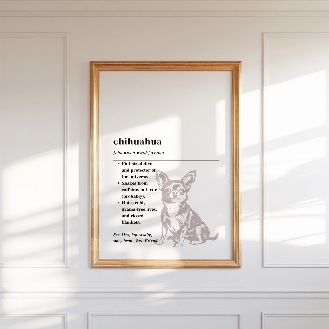 Chihuahua Dictionary Definition Funny Tiny Dog Lover Art Poster