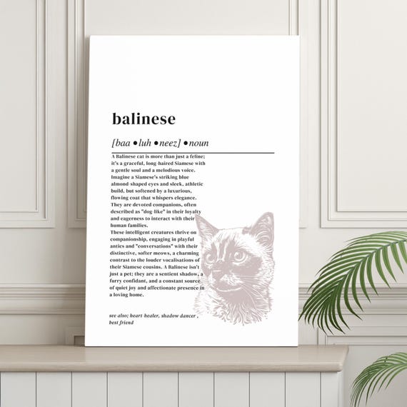 Balinese Cat Art Print Elegant Feline Definition