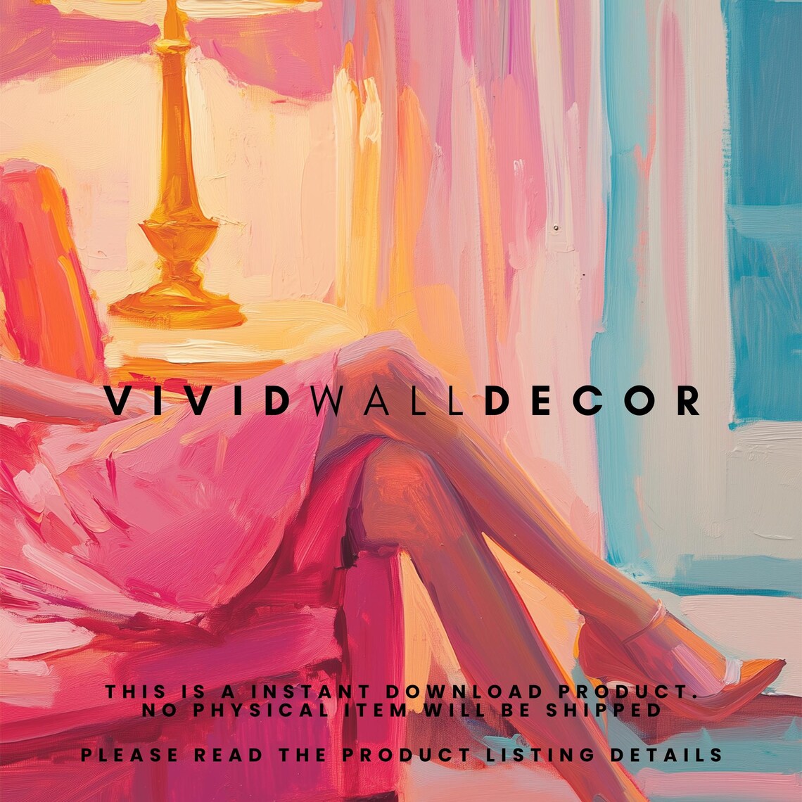 Cozy Feminine Pink Dress Relaxation Moment Gouache Art Poster - Image 2