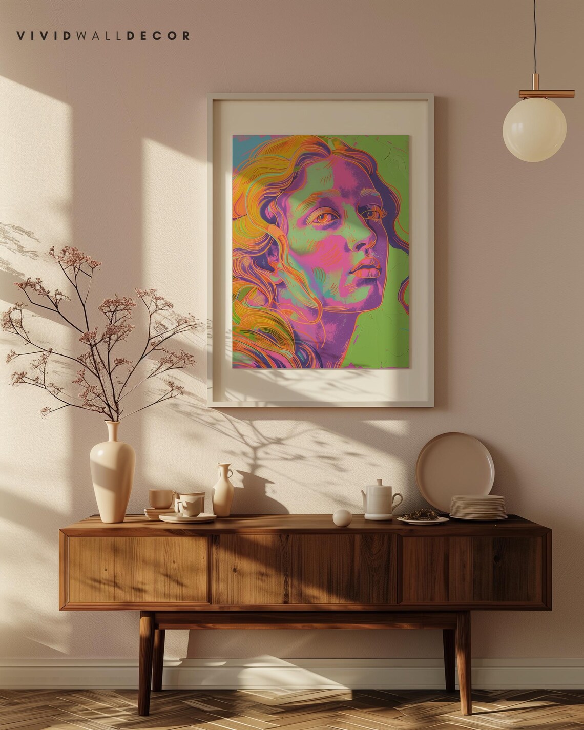 Neon Pop Art Woman Portrait Vibrant Colorful Face Wall Poster - Image 4