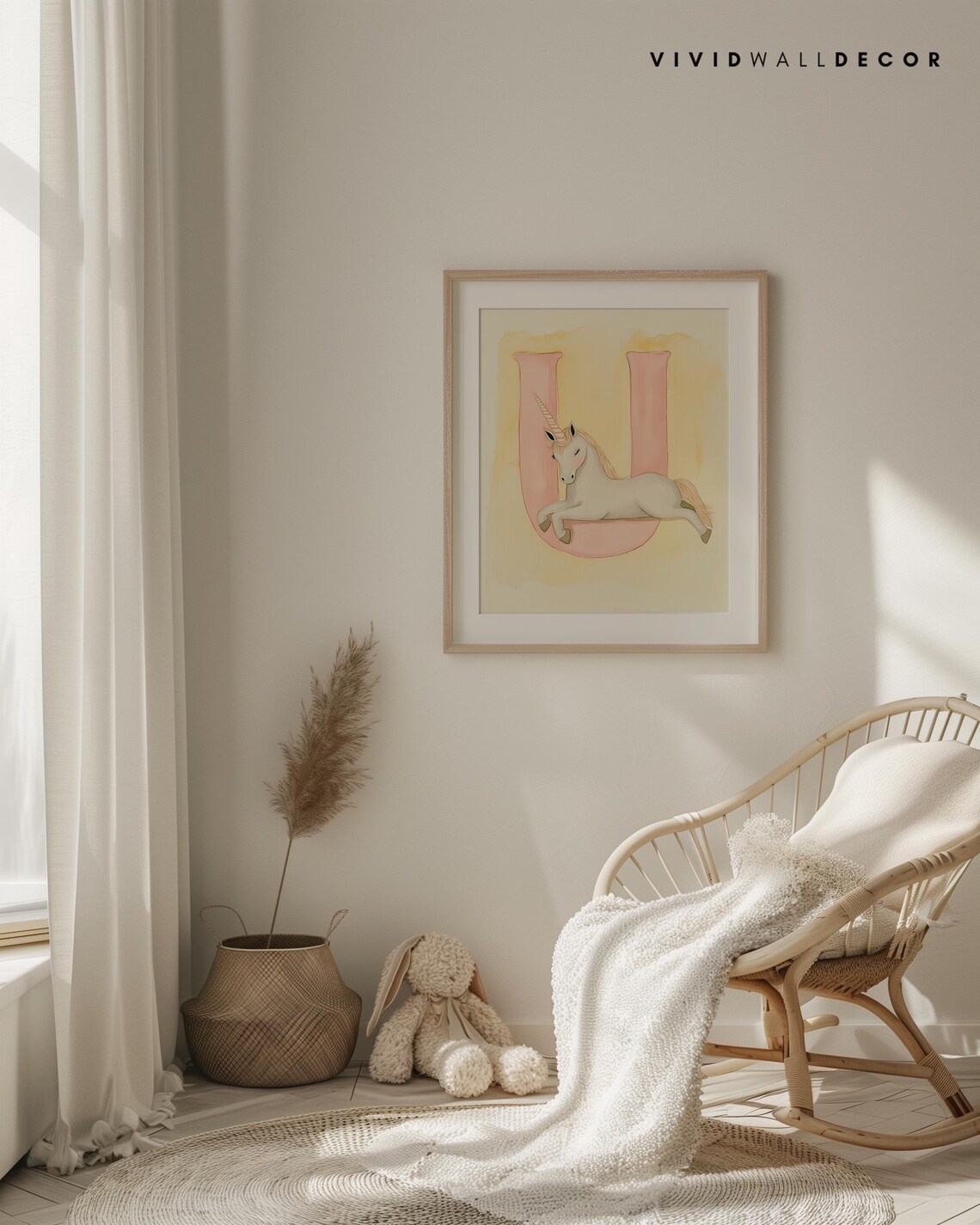 Unicorn Letter U Pastel Nursery Art Poster for Baby Room Wall Decor - Image 4