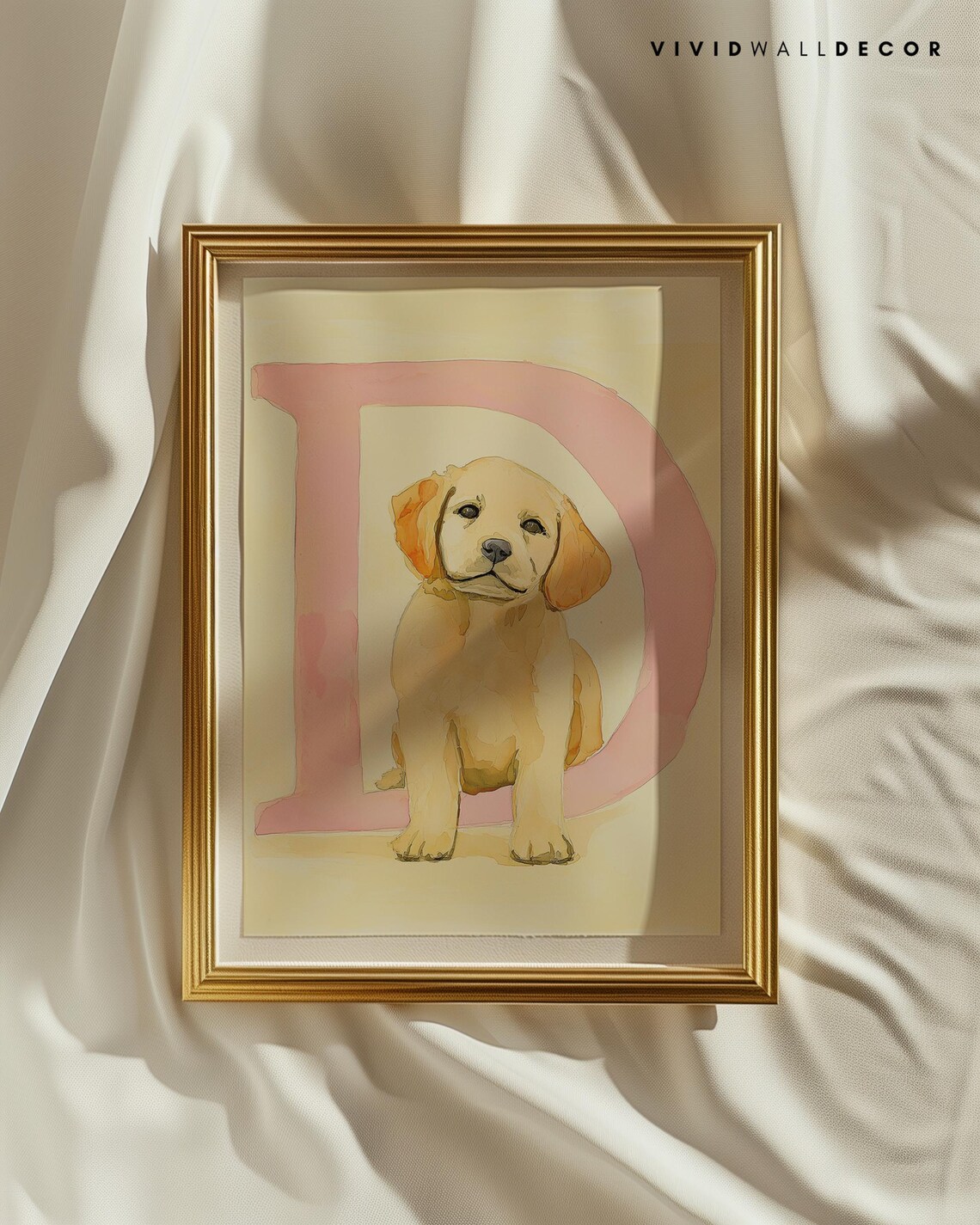 Yellow Labrador Puppy Letter D Nursery Art Poster for Kids Room Decor - Image 3