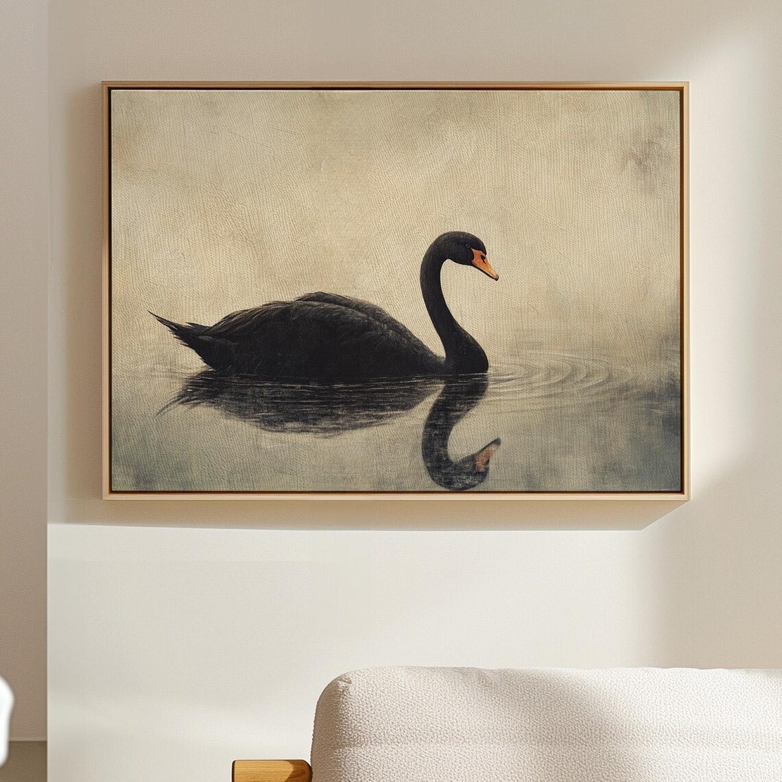 Black Swan Minimalist Nature Art Print, Modern Wildlife