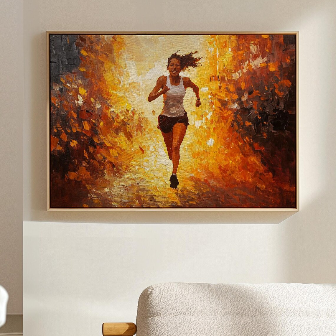 Woman Marathon Runner Fiery Abstract Motion Inspirational Poster