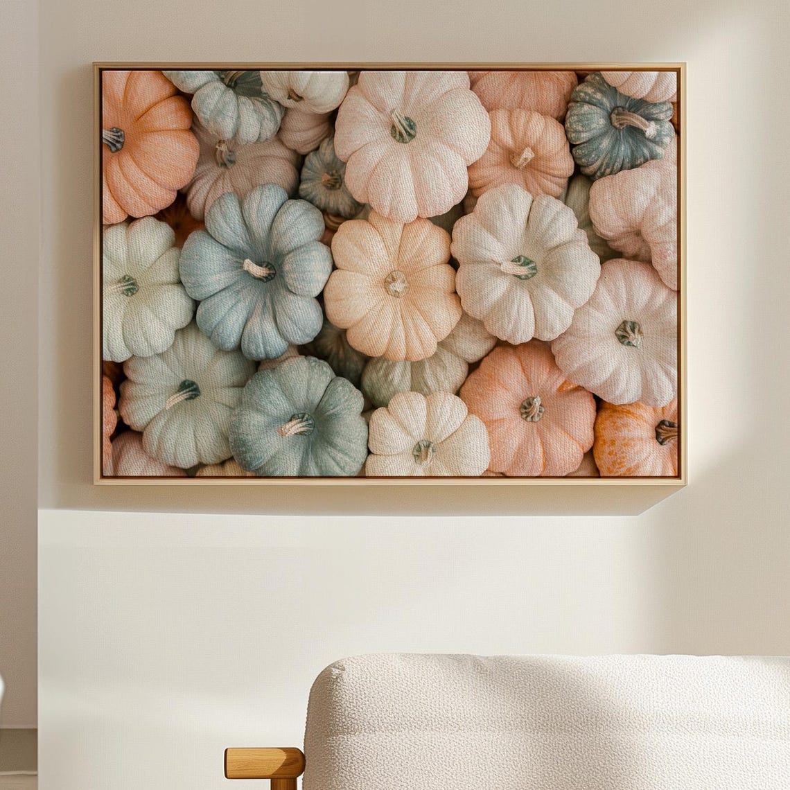 Pastel Pumpkins Pile Soft Autumn Farmhouse Harvest Decor Muted Poster