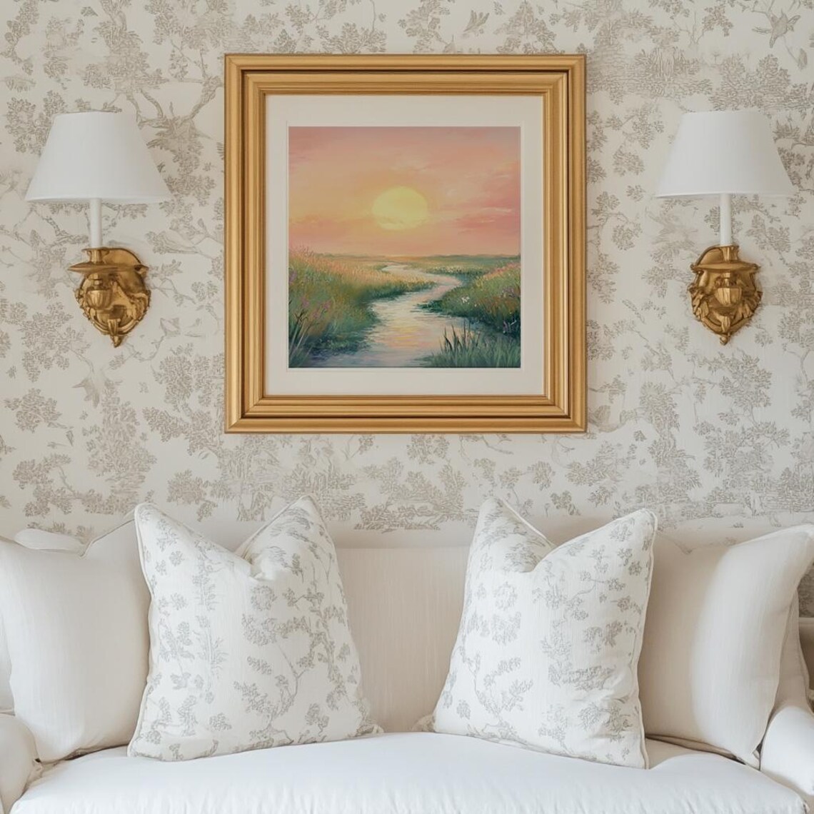 Pastel Marsh Sunset, Vintage Coastal Water Art Print - Image 5