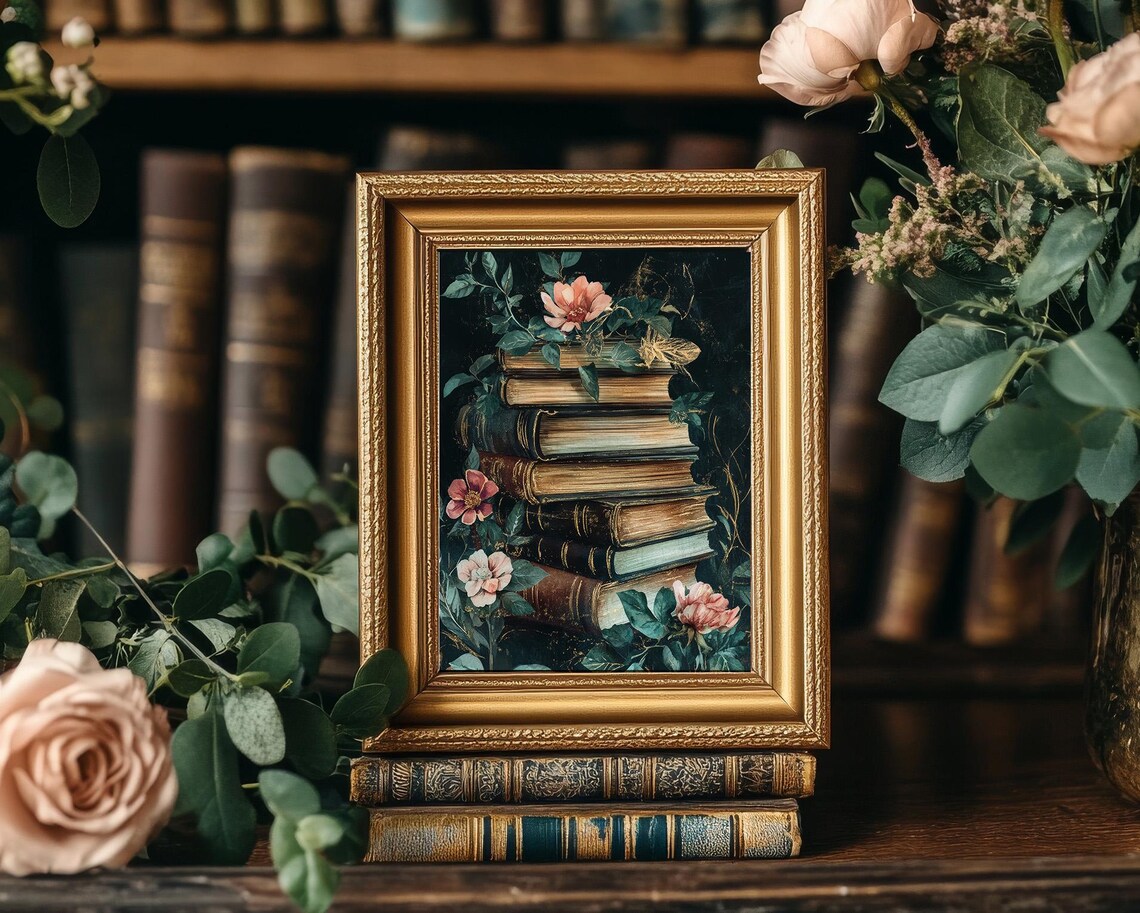 Magical Books With Flowers, Vintage Art Print - Image 4