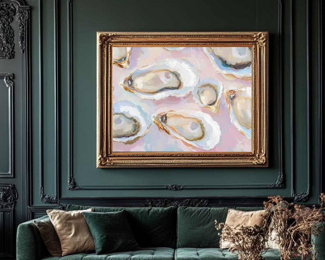 Neutral Pastel Oyster Shells Pink Tones Coastal Shell Art Poster - Image 4