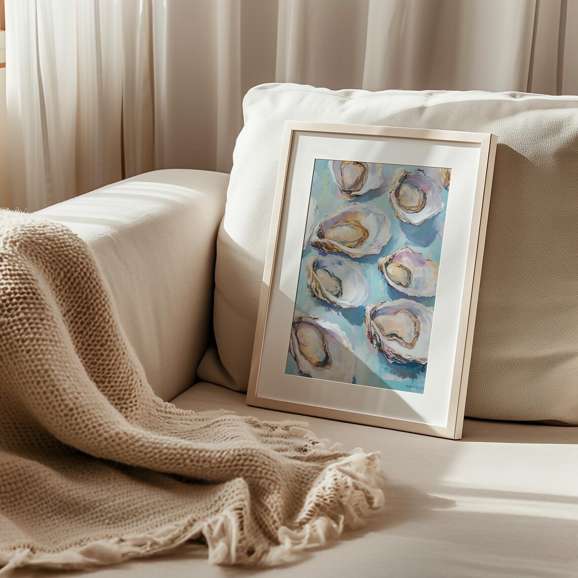 Oyster Shell Art Print, Coastal Beach House Decor - Image 4