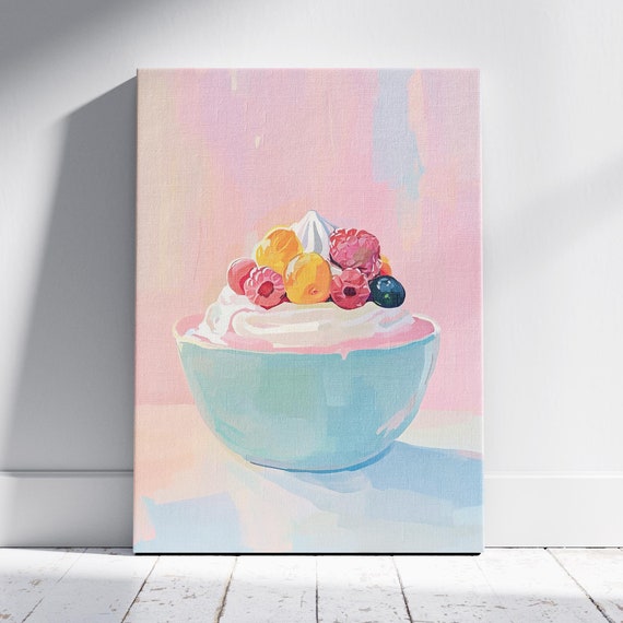 Pastel Ice Cream Sundae Art Print Ice Cream Sundae Art Joyful Kitchen Wall Art Icecream Painting Icecream Wall Art Glass Cup Painting