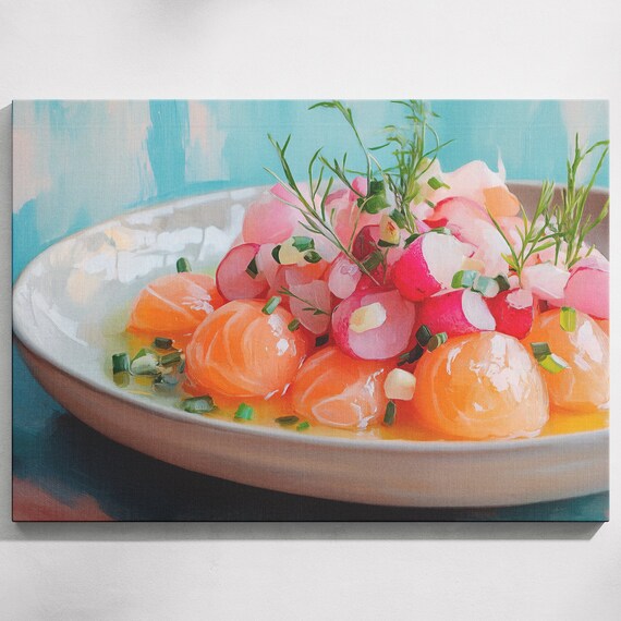 Pastel Sushi Feast Fruit Salad Restaurant Wall Art Salad Poster Cooking Poster Print Cucumber Salad Fruit Salad Pastel Colored