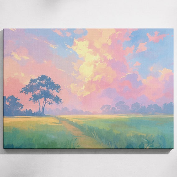 Sunrise Rice Paddy Golden Rice Field Rice Paddy Painting Golden Field Decor Sunrise Landscape Wall Art Prints