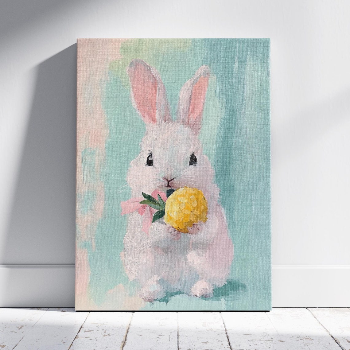 Adorable White Rabbit Enjoying A Pitaya Bunny Eating Fruit Pastel Rabbit Print Kawaii Rabbit Art Cute Rabbit Art Pet Portrait Rabbit