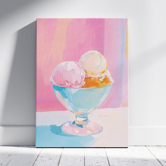 Pastel Ice Cream Sundae Art Print Ice Cream Sundae Art Joyful Kitchen Wall Art Icecream Painting Icecream Wall Art Glass Cup Painting