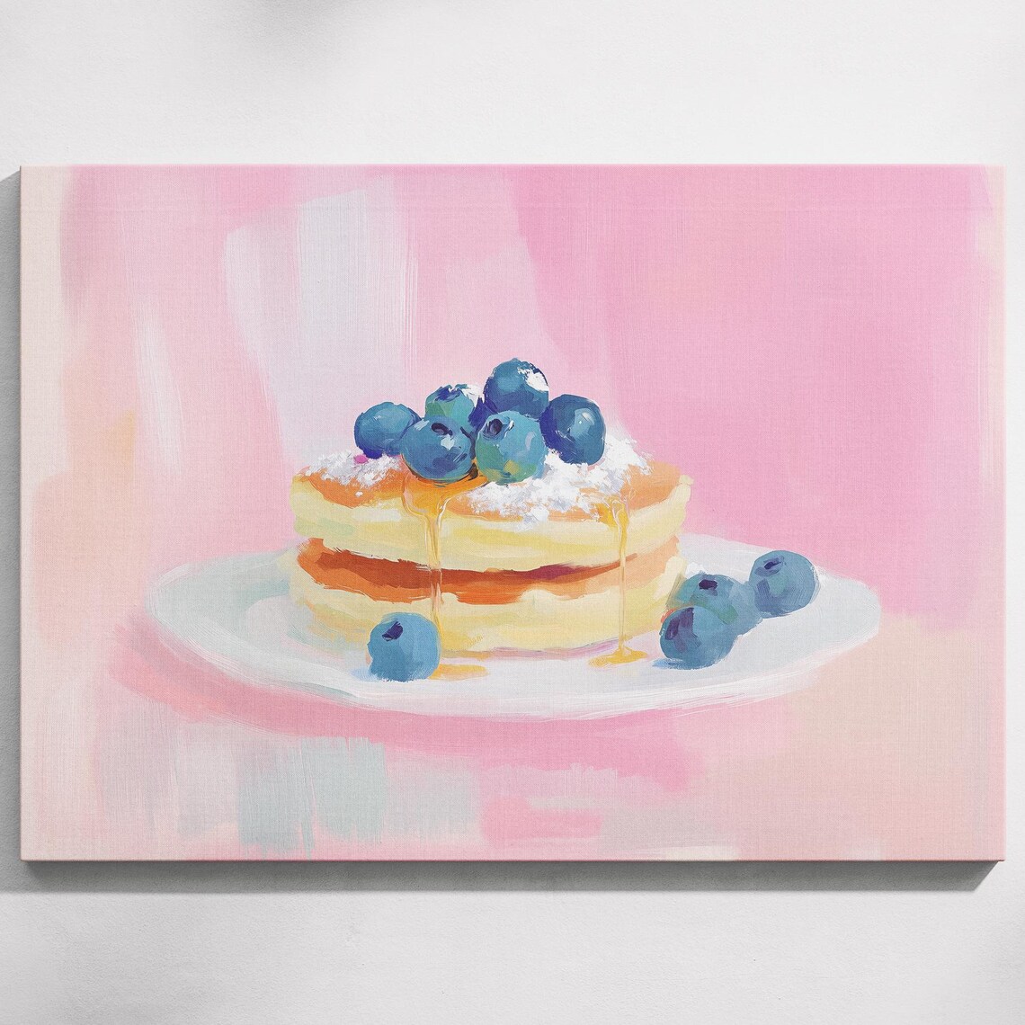 Blueberry Pancakes Syrup Breakfast Food Art Pastel Kitchen Poster