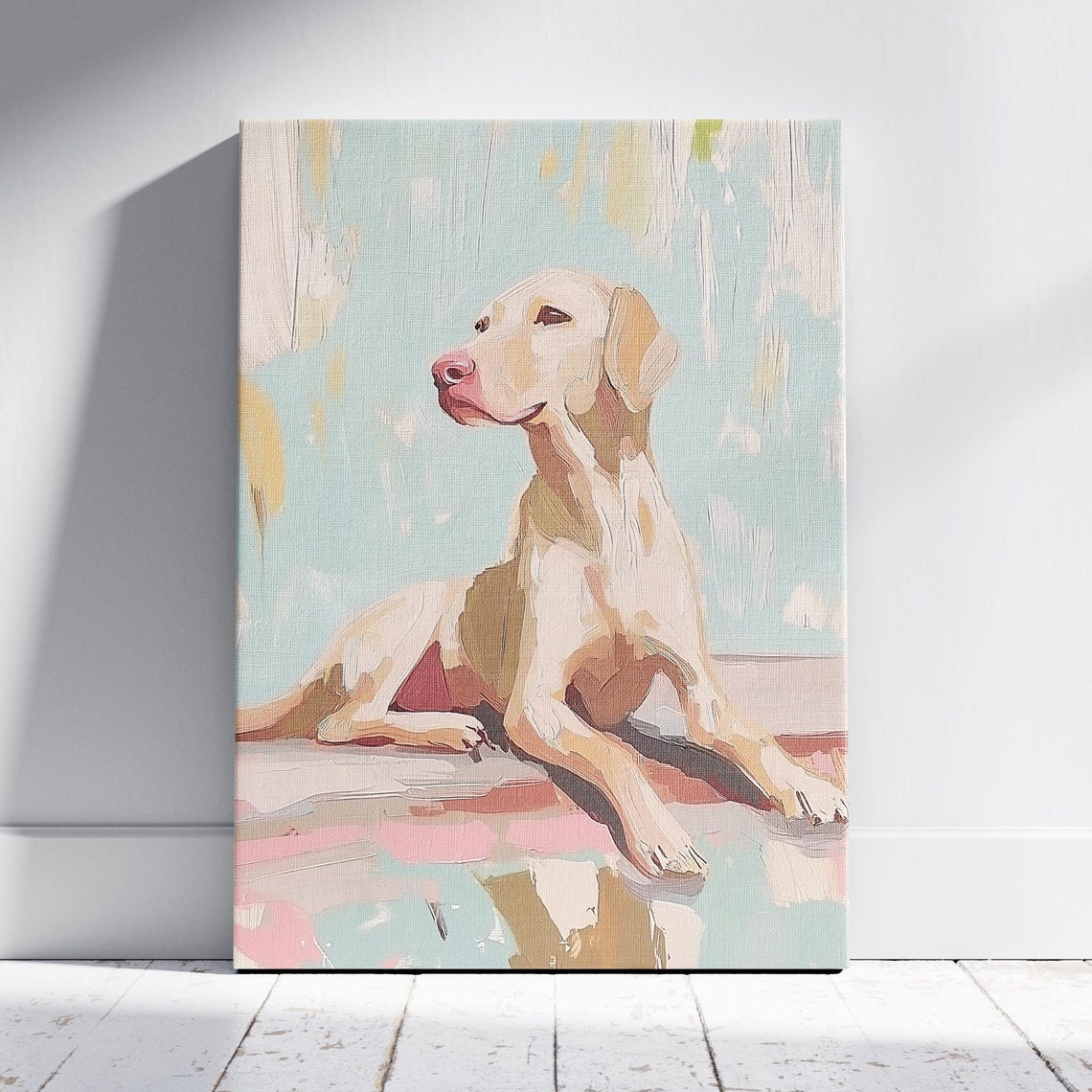 Yellow Labrador Retriever Resting Pastel Pet Portrait Dog Lover Poster