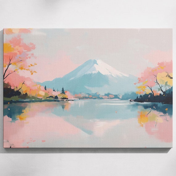 Serene Mount Fuji Reflection Lake Art Mountain Lake Scene Mount Fuji Art Japanese Scenery Art Reflection Lake Art Art For Zen Space