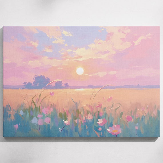 Sunrise Rice Paddy Golden Rice Field Rice Paddy Painting Golden Field Decor Sunrise Landscape Wall Art Prints