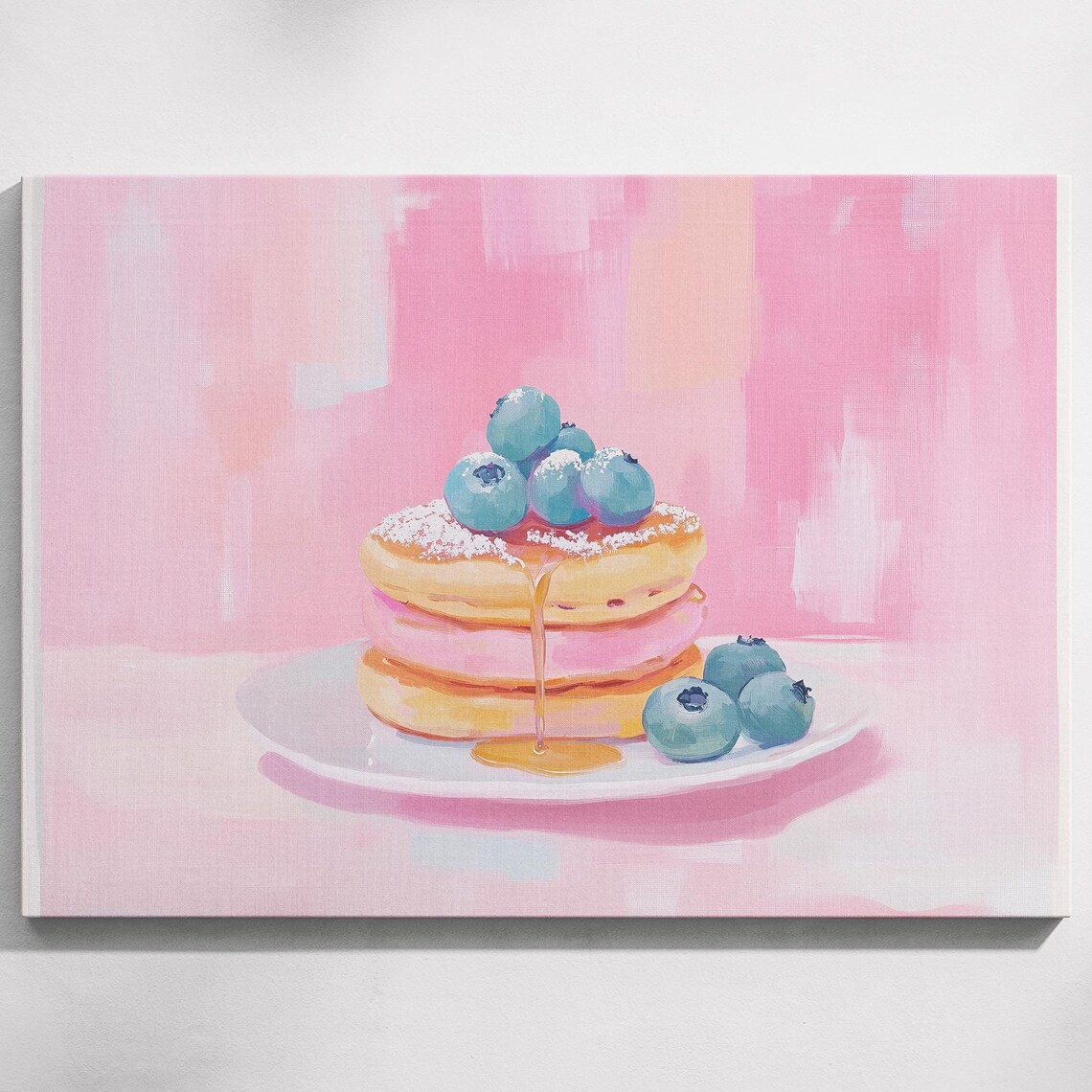 Fluffy Pancakes Blueberries Powdered Sugar Syrup Food Art Print