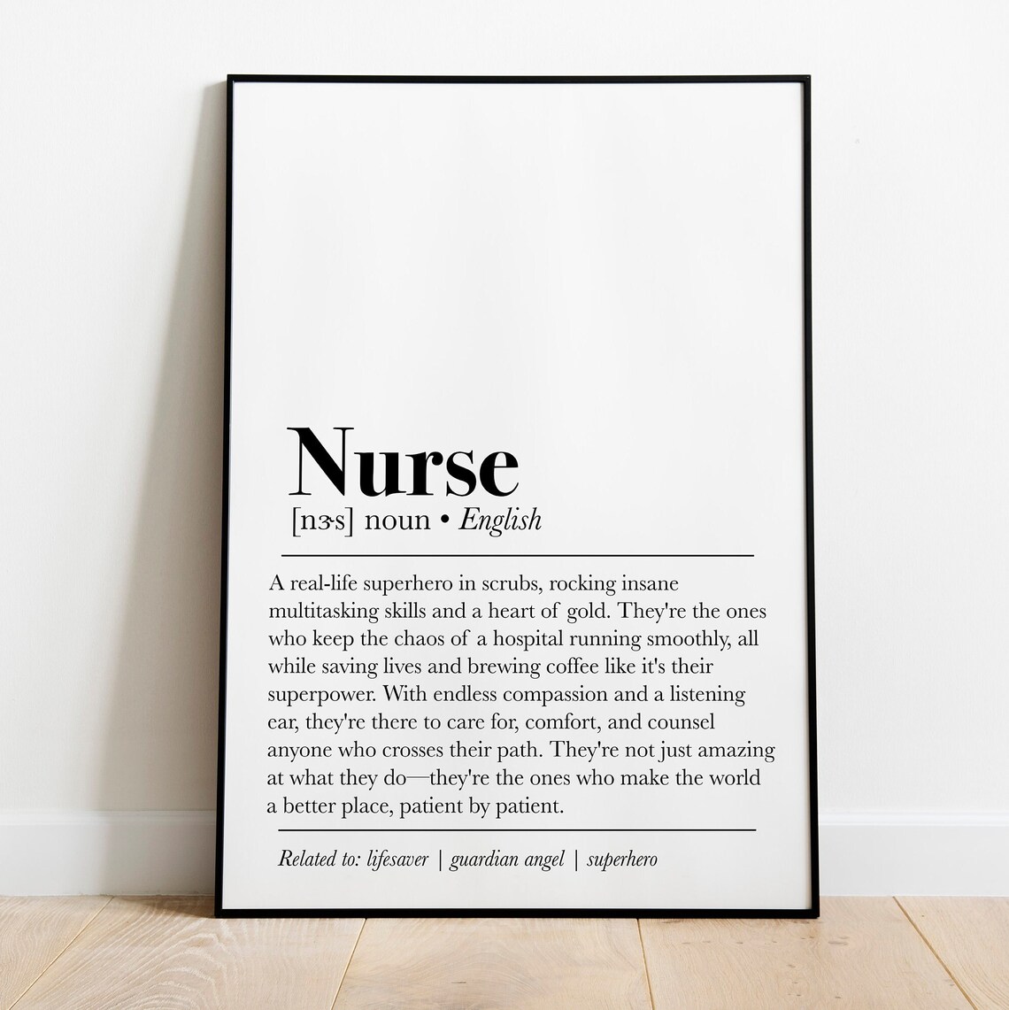 Nurse Definition Art Print, Gift for Nurses