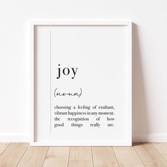 Joy Definition Wall Art Inspirational Words Positive Affirmation Artwork Uplifting Encouraging Art Peaceful Posters