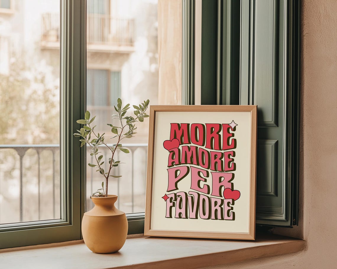 More Amore Per Favore Retro Groovy Italian Love Typography Poster - Image 3