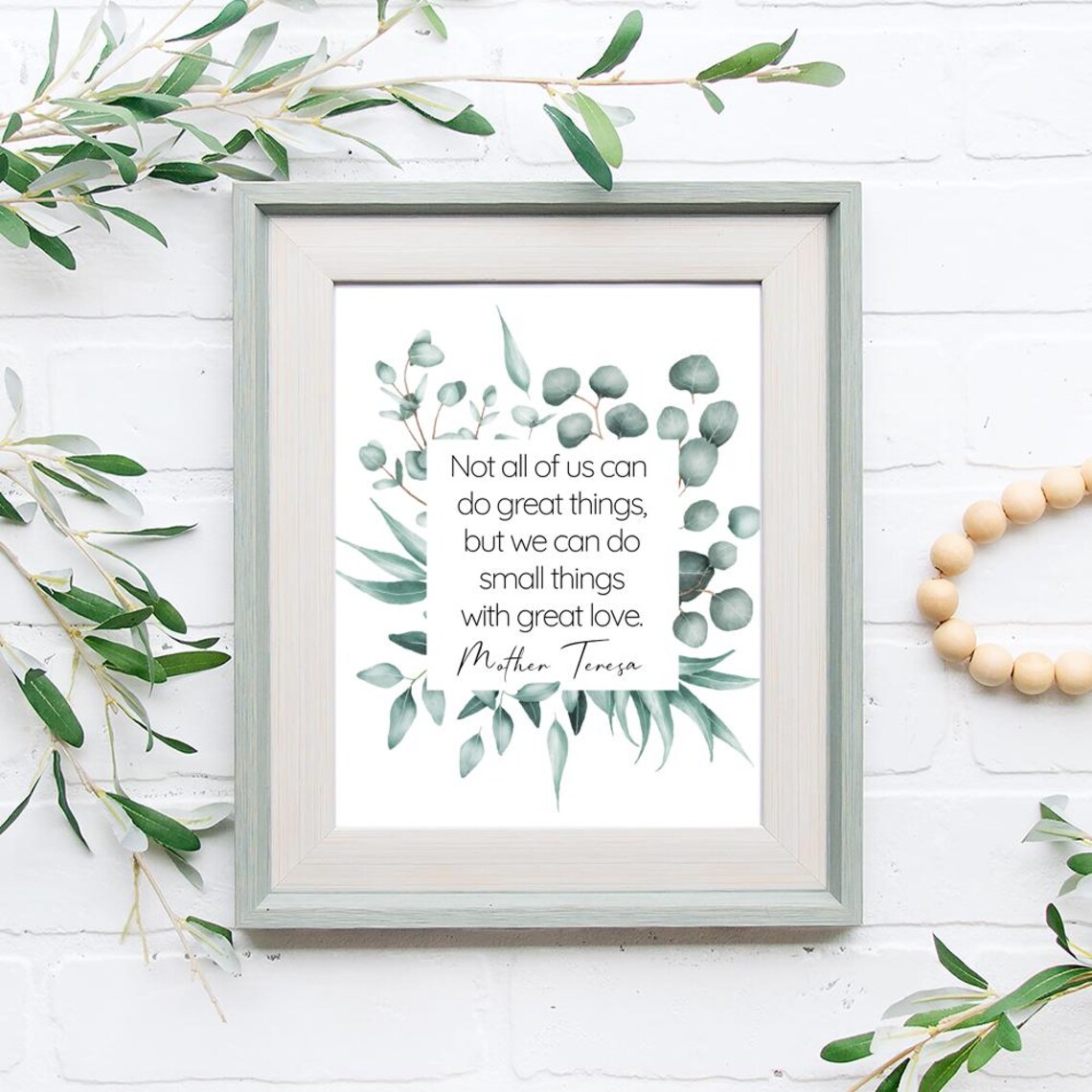 Mother Teresa Quote, Botanical Inspirational Art Print