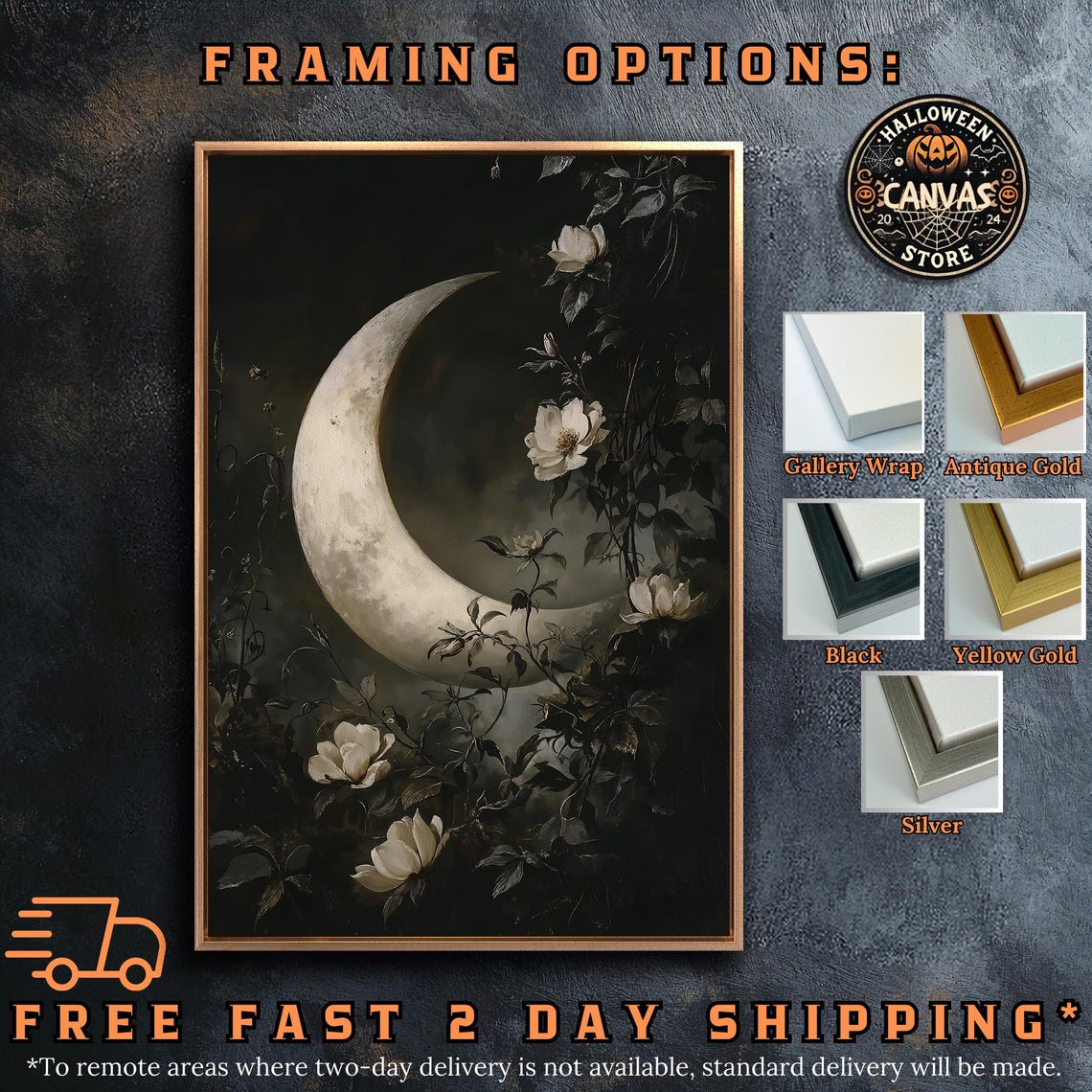 White Crescent Moon Among Dark Roses Celestial Gothic Night Sky Poster - Image 5