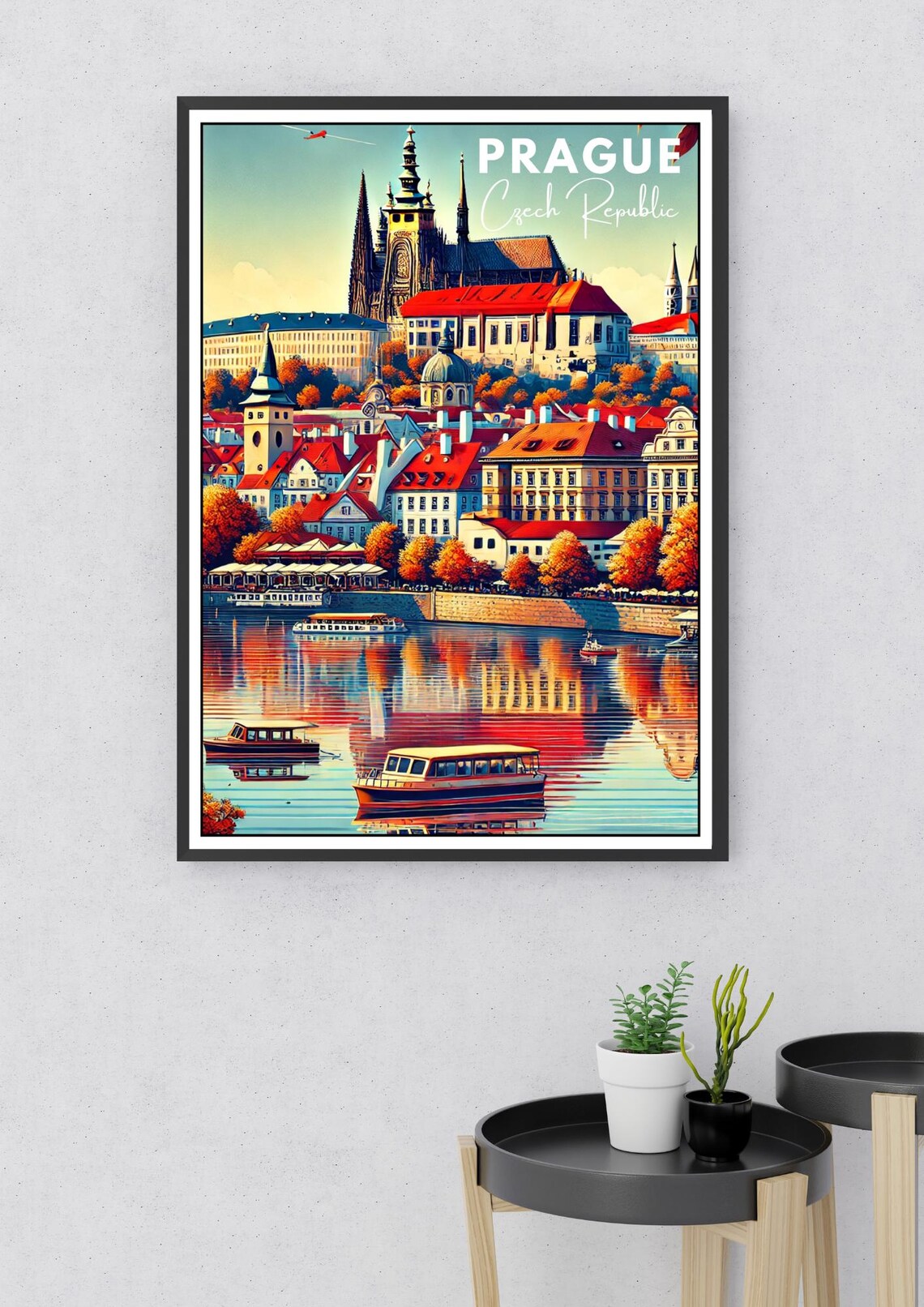 Prague Czech Republic Travel Poster Prague Cityscape Art Print Prague Castle Wall Decor European Travel Souvenir Modern Travel Home Decor - Image 2
