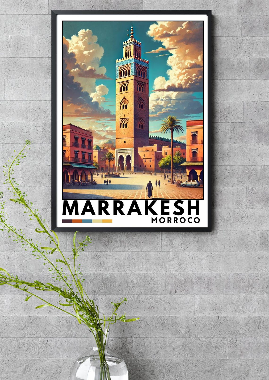 Marrakesh Morocco Koutoubia Minaret Golden Hour Vintage Poster - Image 3