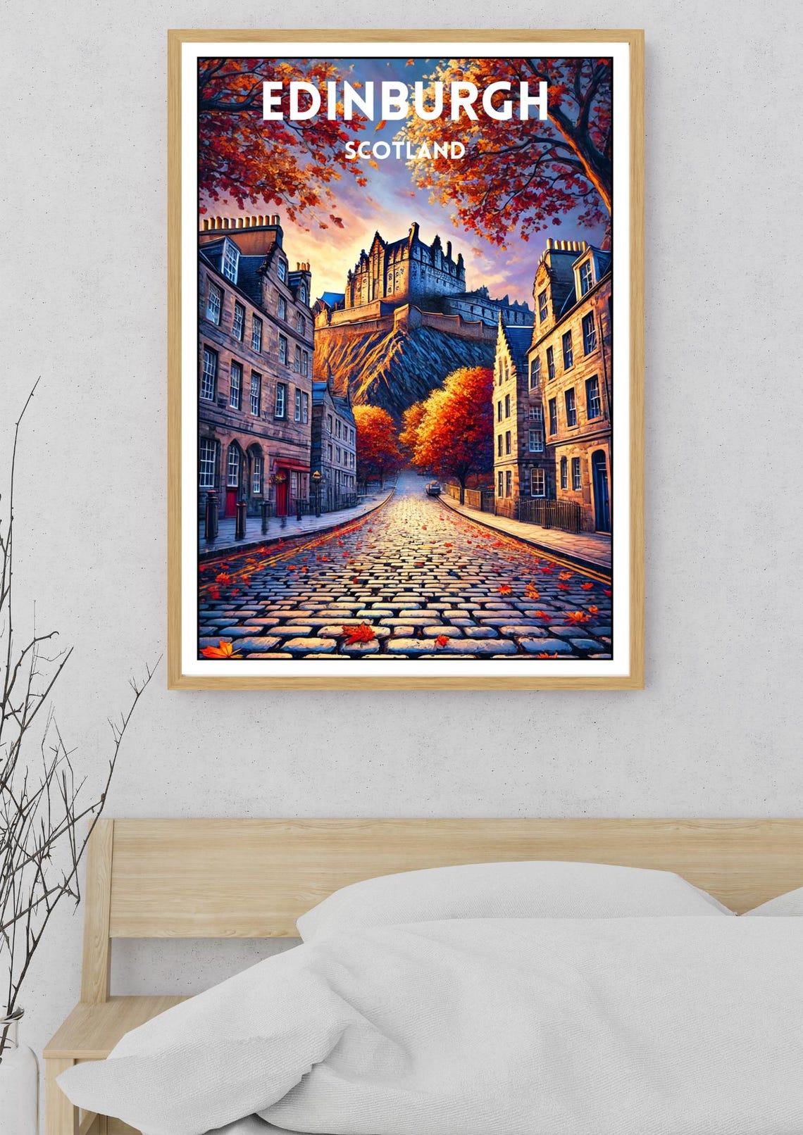 Edinburgh Scotland Castle Cobblestone Autumn Vintage Travel Poster - Image 5