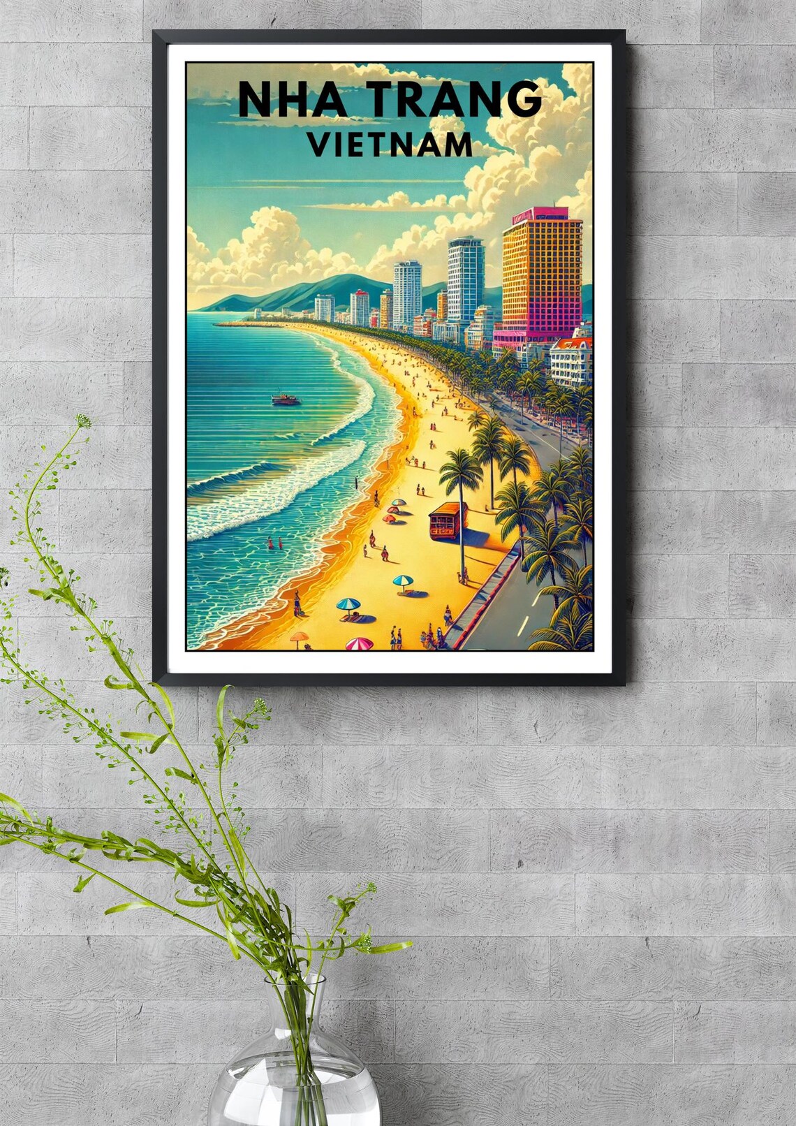 Nha Trang Vietnam Beach Poster Travel Art Print Coastal City Wall Decor Beach Lovers Gift Vietnam Travel Souvenir Nha Trang Beach Print - Image 3
