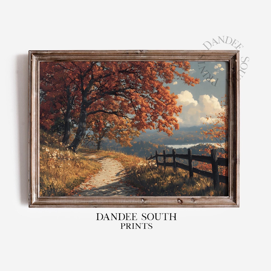 Fall Landscape Painting Vintage Country Road Art Print