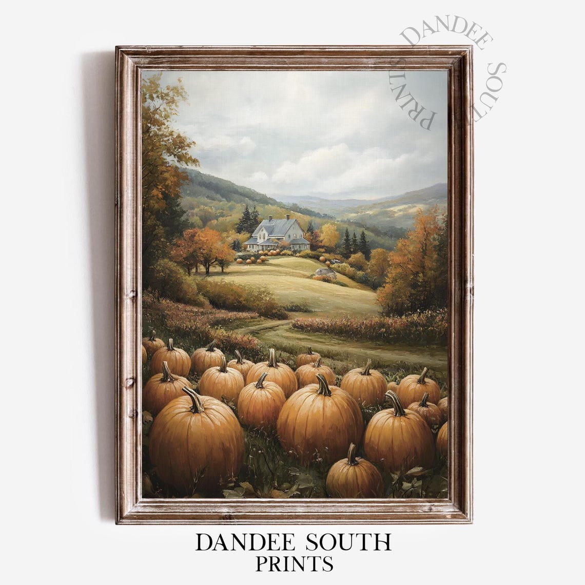 Fall Pumpkin Patch Farmhouse Autumn Harvest Landscape Poster