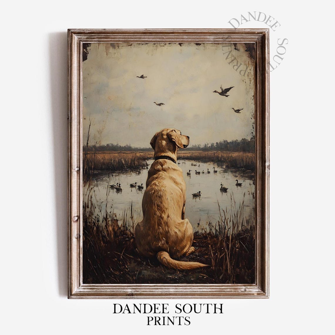 Yellow Labrador Retriever Duck Hunting Vintage Style Art Print