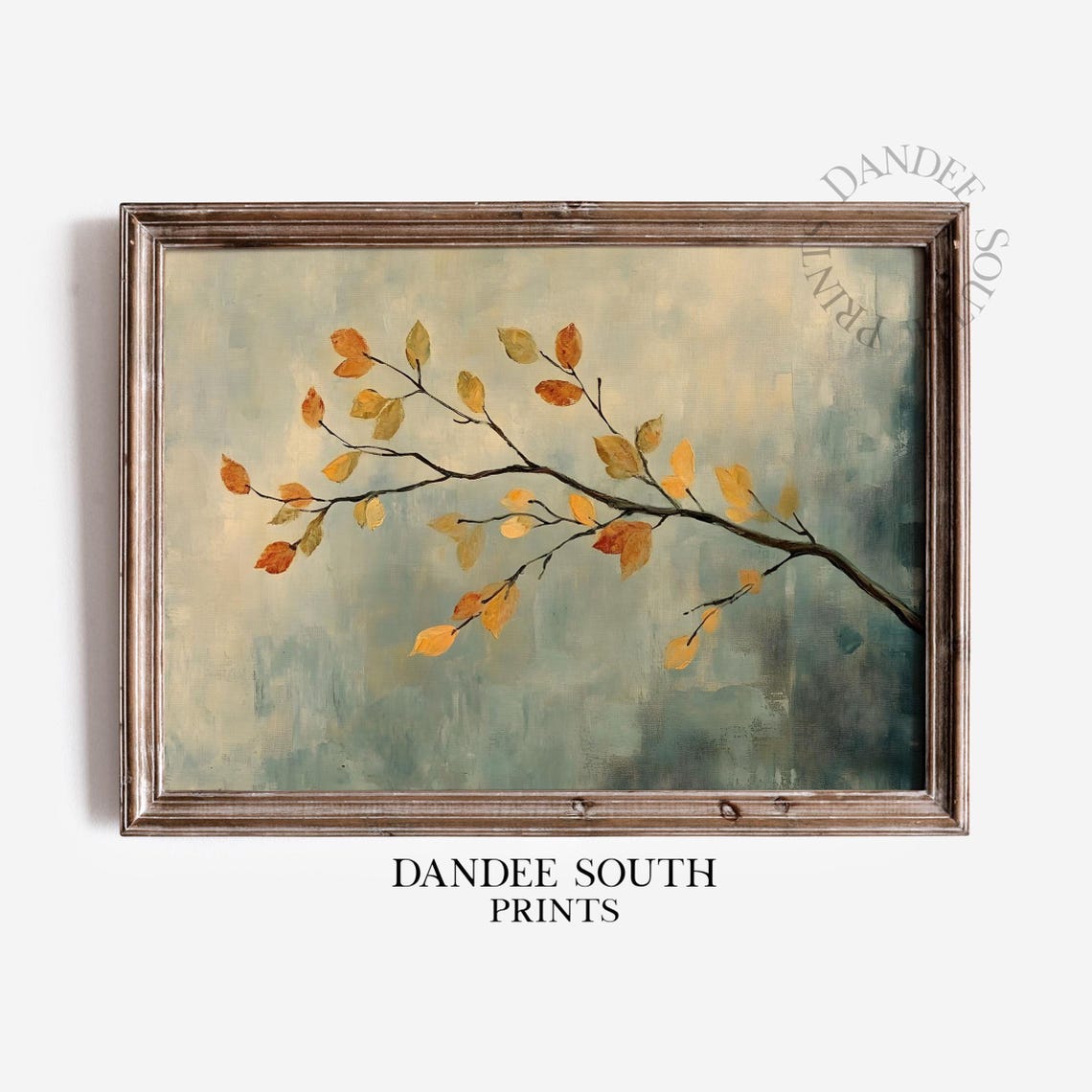 Rustic Fall Branch With Leaves Wall Art Vintage Autumn Farmhouse Decor Thanksgiving Print 570