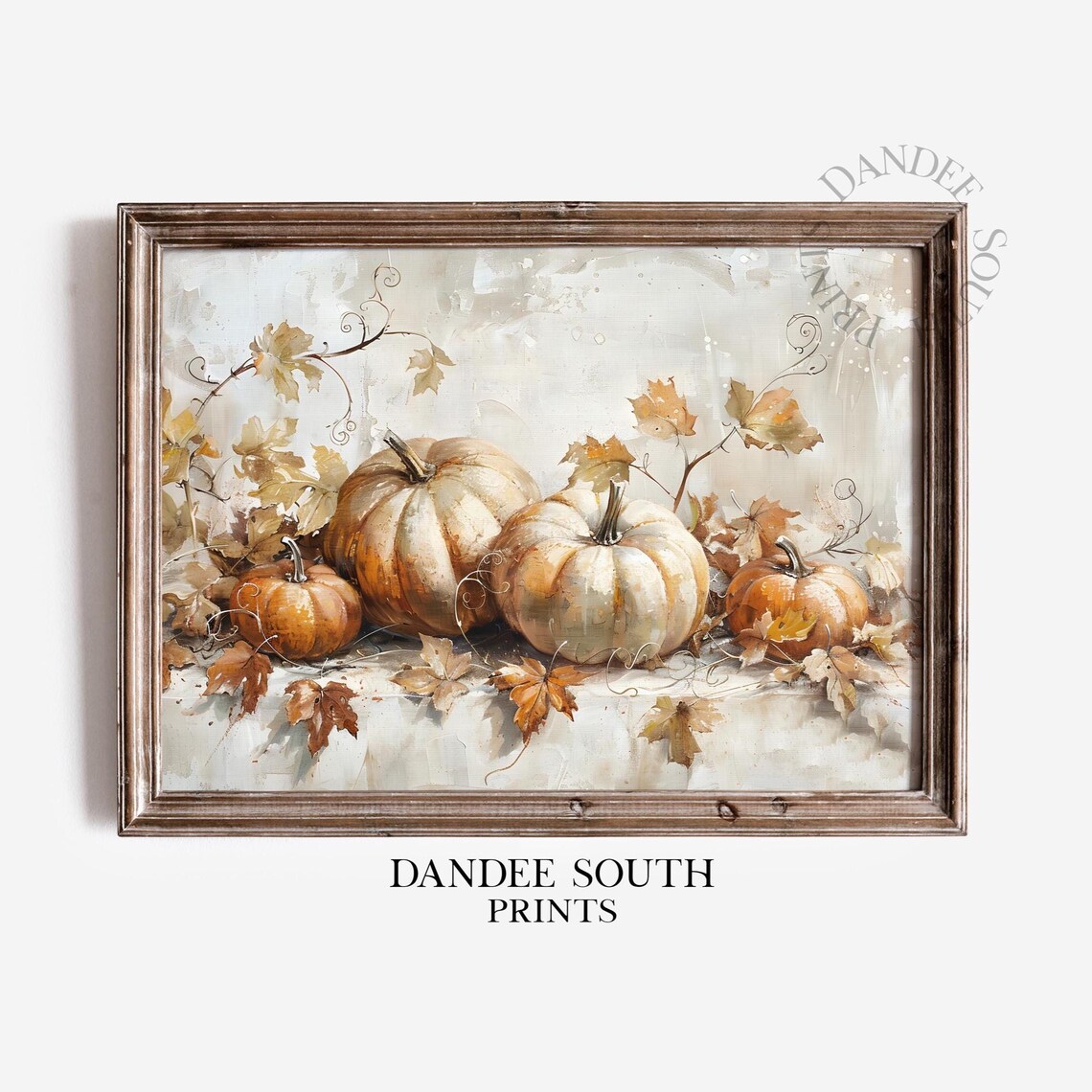 Rustic Fall Pumpkins Art Print, Vintage Farmhouse