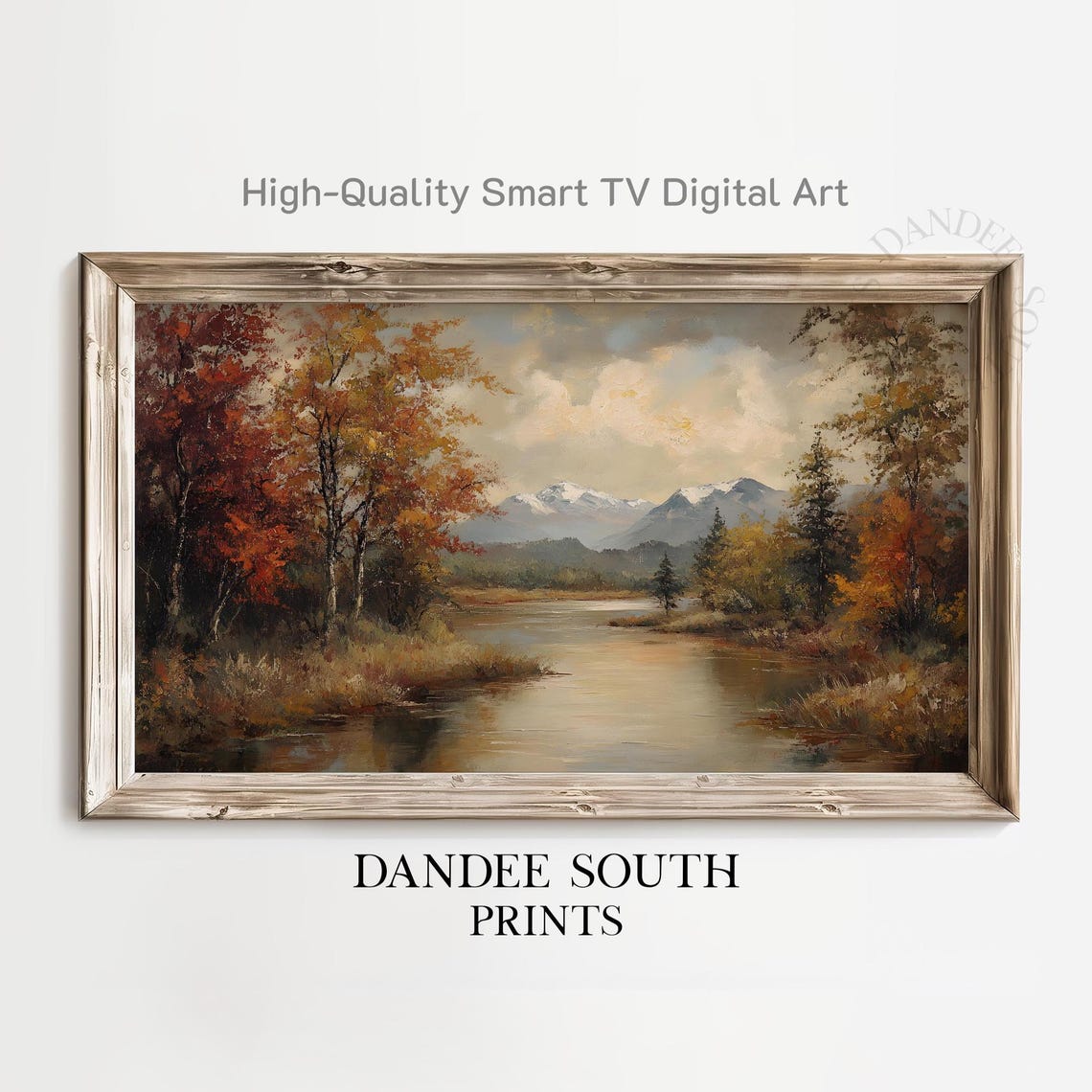 Autumn River Mountain Valley Golden Fall Landscape Painting Poster