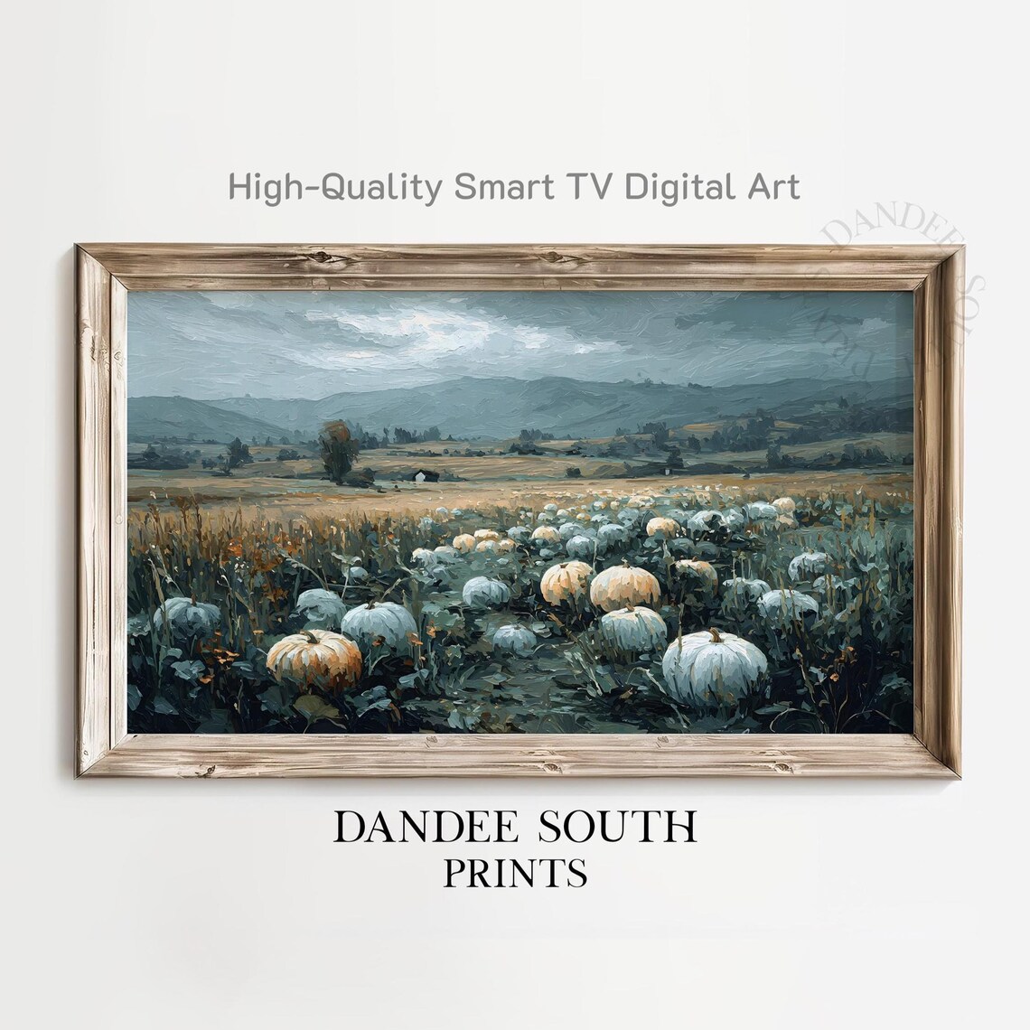 Fall Pumpkin Patch Art Print, Autumn Painting