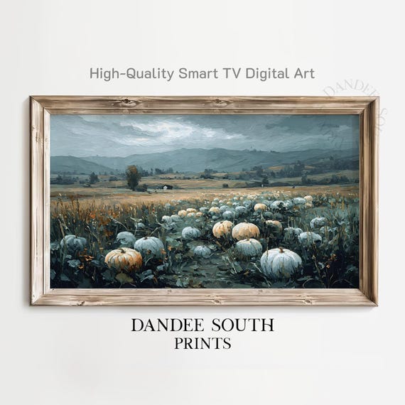 Fall Pumpkin Patch Art Print, Autumn Painting