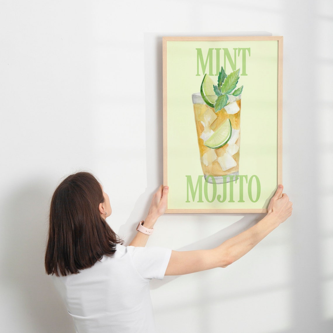 Mint Mojito Watercolor Cocktail Classic Drink Recipe Art Poster - Image 2