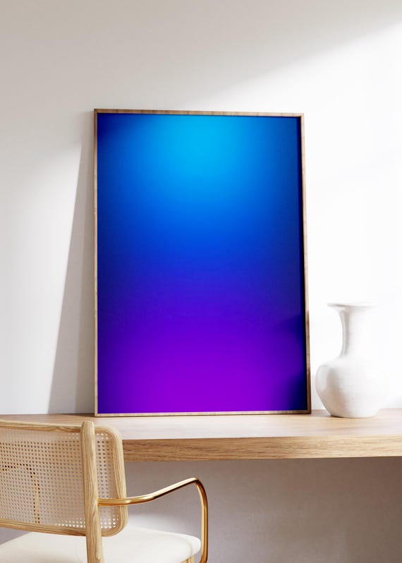 Neon Gradient Wall Art Print Electric Blue Purple Retro Scifi Tones Bold Modern Style Vibrant Ombre Futuristic Decor Accent