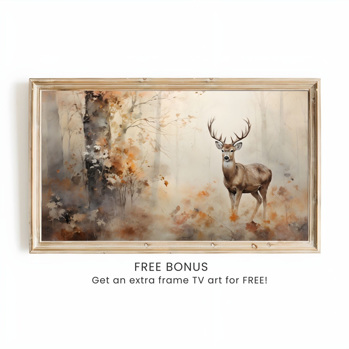 Majestic Stag in a Misty Autumn Forest Wildlife Painting Poster - Image 2