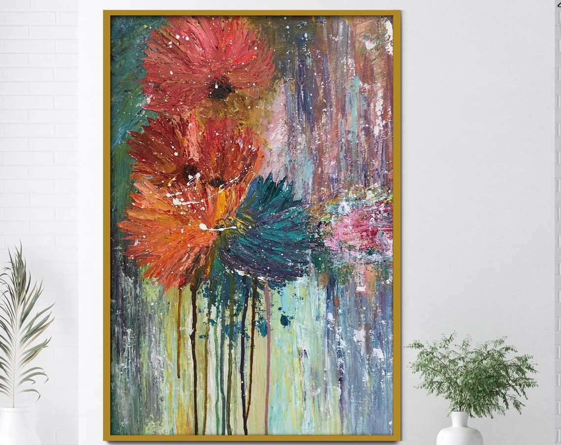 Abstract Floral Painting, Palette Knife Art Print