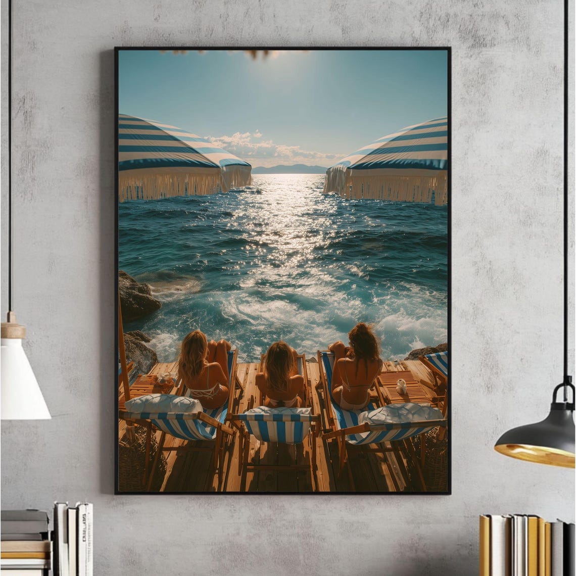 Luxury Seaside Friends Sunset Deck Coastal Summer Vacation Poster