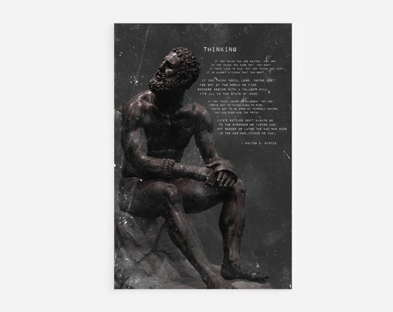 Martial Arts Boxer At Rest Motivational Print 13 Thinking Poem Art Photo Poster Gift Mma Bjj Boxing Jiu Jitsu